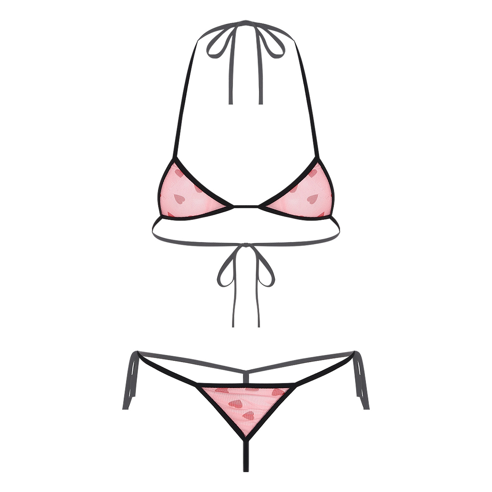 Sheer Mesh Bra - Femmes Micro Mini Bikini Lingerie ensemble