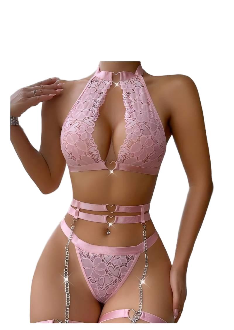 Lace Bralette Set - Ensemble de lingerie sexy push-up en