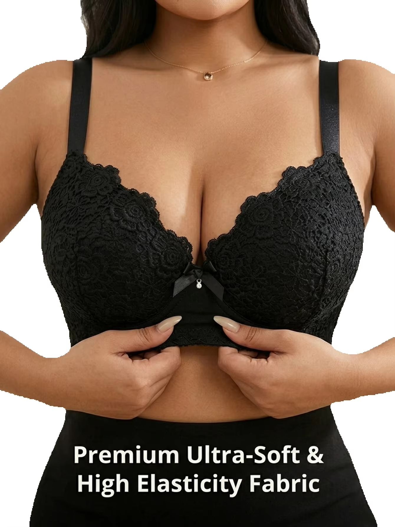 Underwire Bra Padded - Soutien-gorge push-up floral grande taille pour