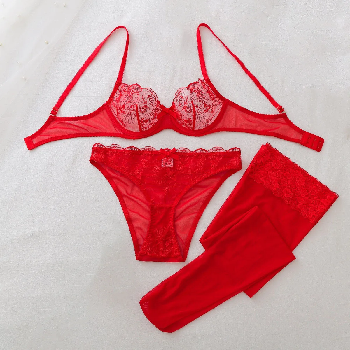 Sheer Mesh Bra - Ensemble érotique en résille transparente pour