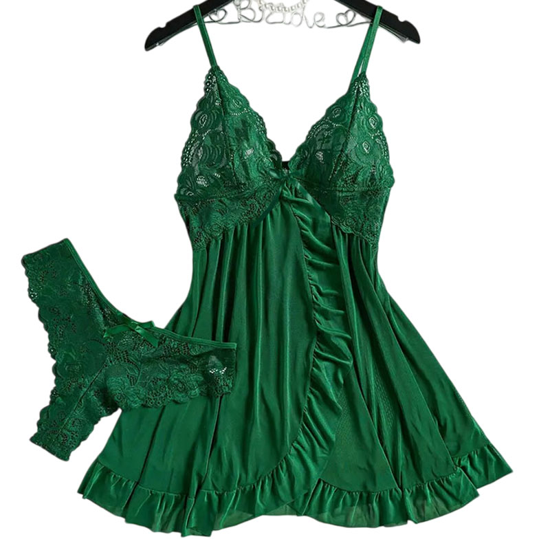 Sheer Mesh Bra - Pyjama de nuit transparent doux, chemise