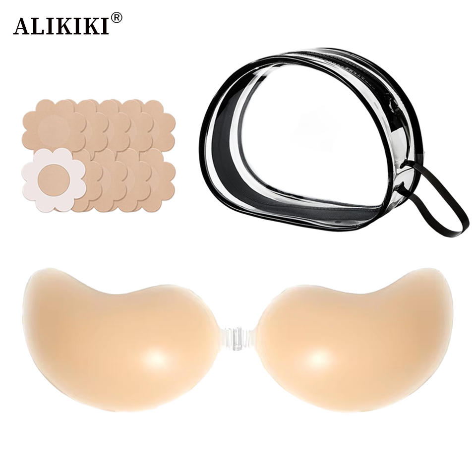 Backless Bra Sticky - Ensemble soutien-gorge invisible adhésif et cache-tétons