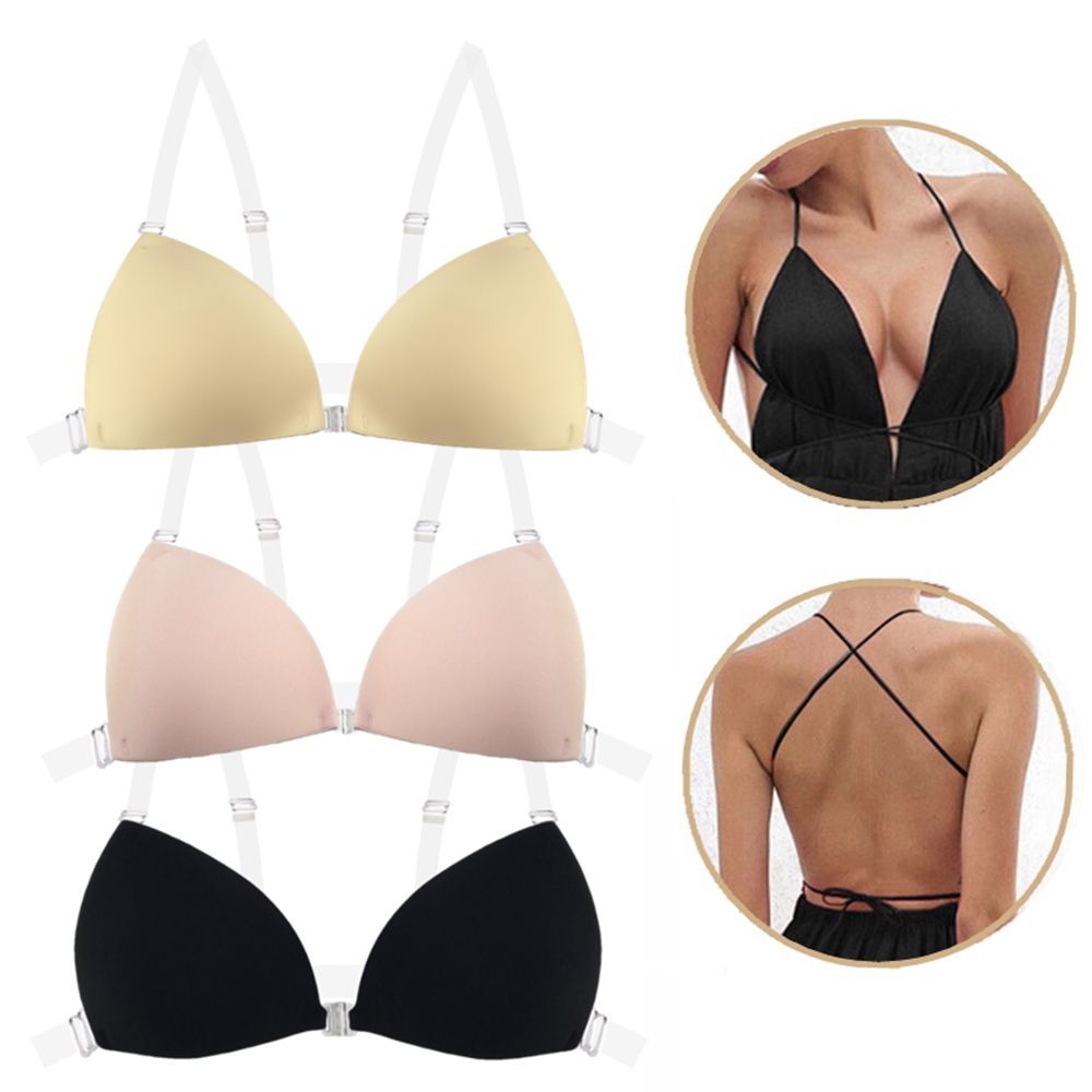 Plunge Bra Push Up - Soutien-gorge adhésif pour femme, sans dos,