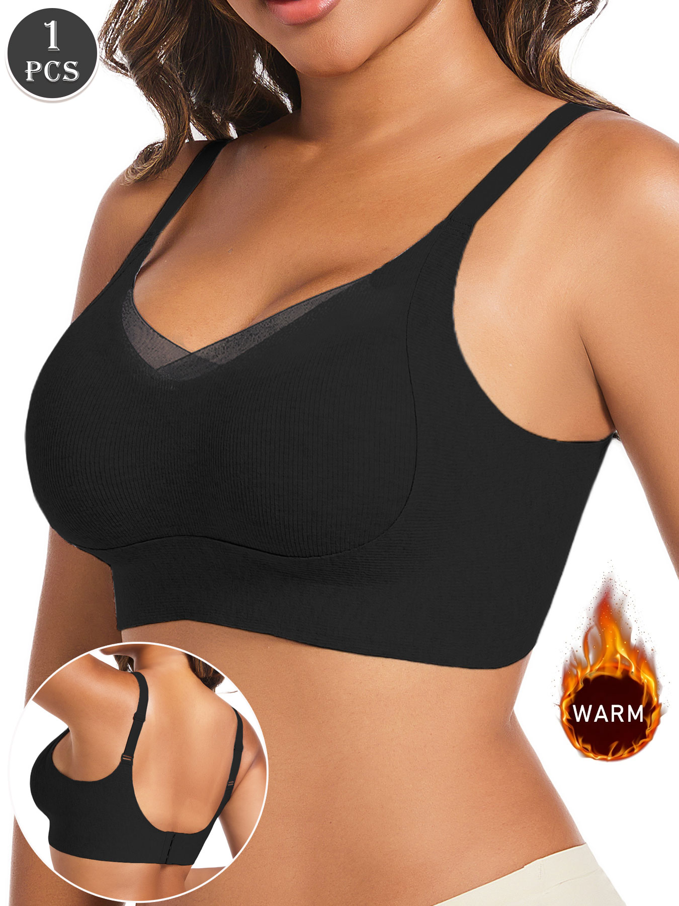 Underwire Bra Padded - Soutien-gorge Push Up noir décontracté pour